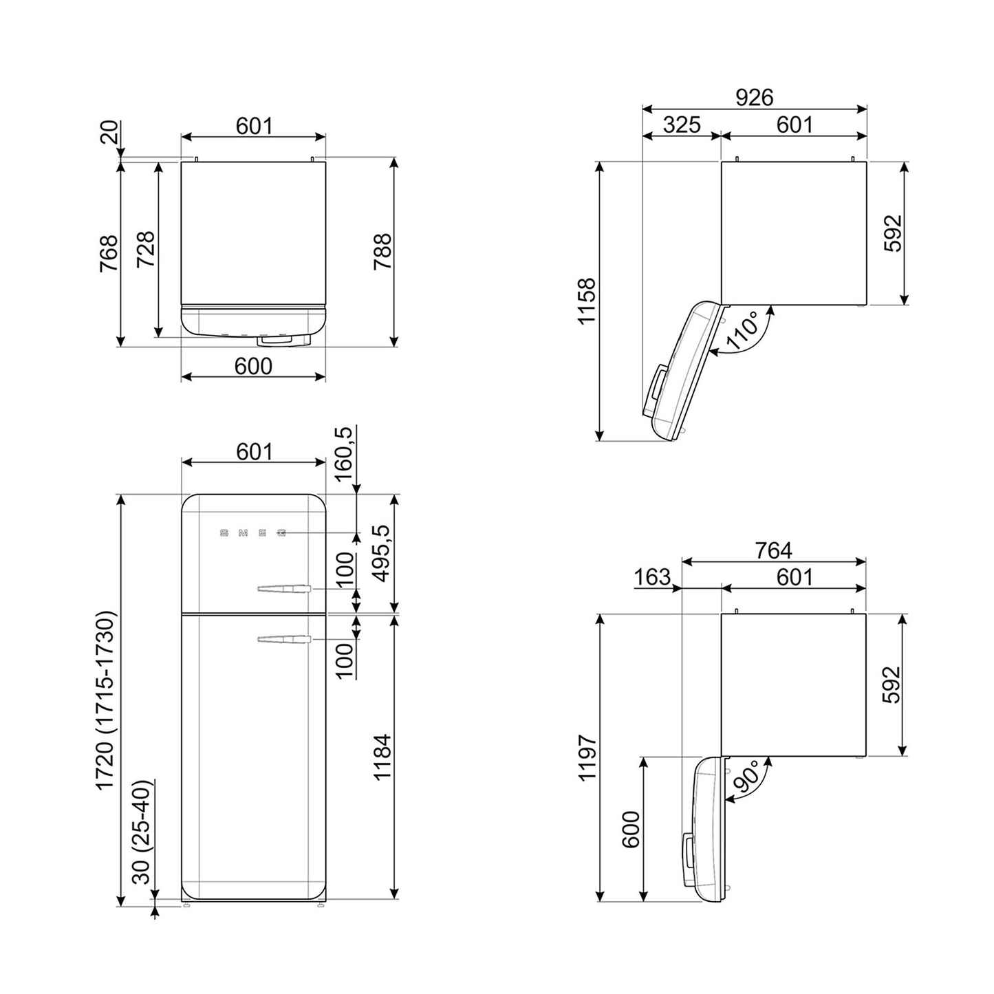SMEG FAB30LOR5 FRIGORIFERO DOPPIA PORTA ARANCIONE