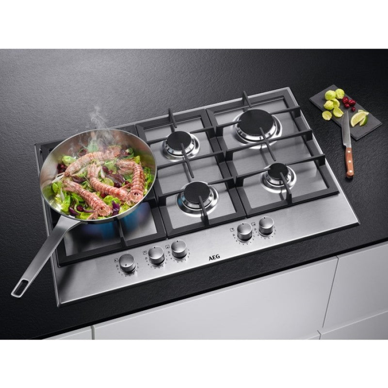 Piano cottura- AEG HGB75520SM SERIE 6000- Speed Burner 75 cm- Acciaio INOX
