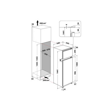 Frigorifero - Whirlpool doppia porta da incasso - ART 3802 - 144cm