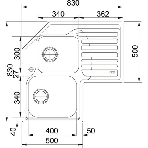 Lavello ad angolo FRANKE STX 621-E DX - 101.0001.044