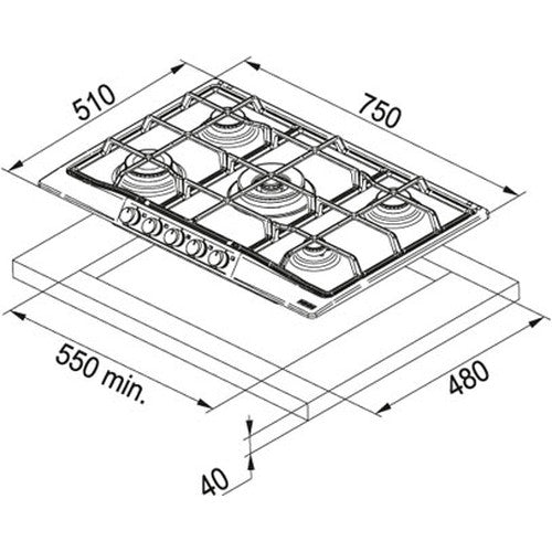 Piano cottura FRANKE- FHTL755 4GTCXSC - 106.0183.104