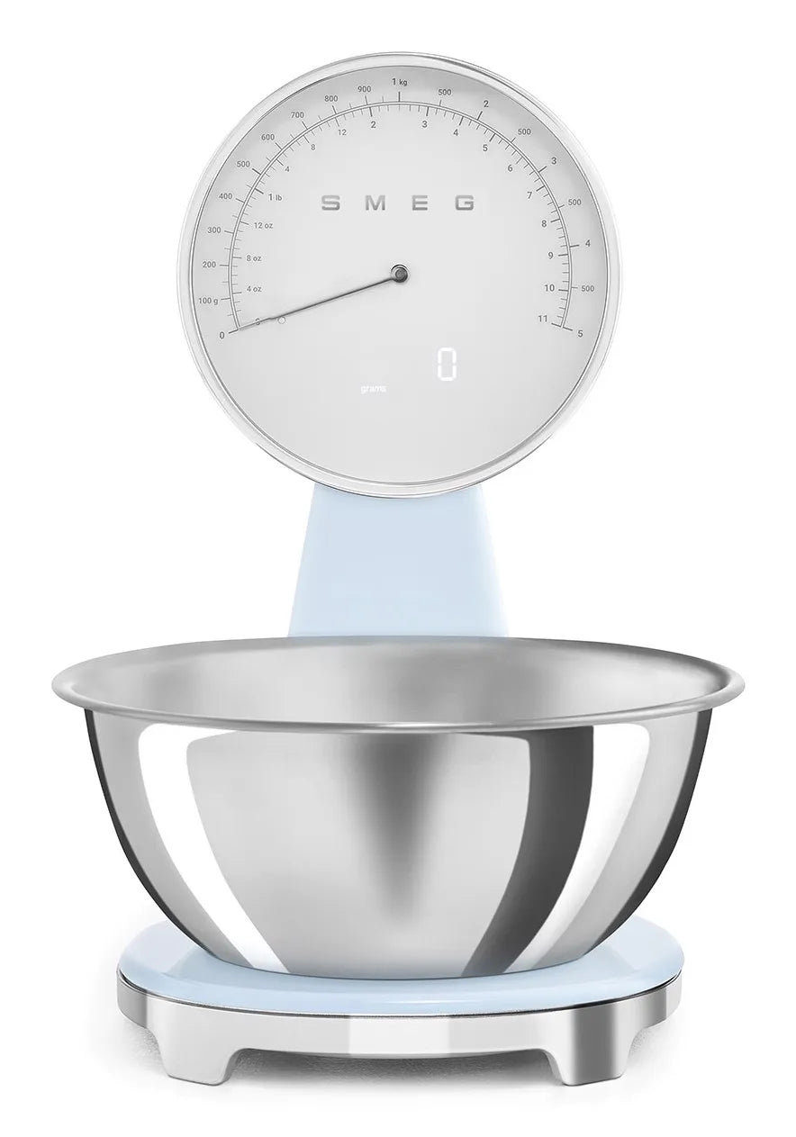 SMEG KSF01PBWW bilancia da cucina Blu, Cromo Superficie piana Bilancia da cucina elettronica