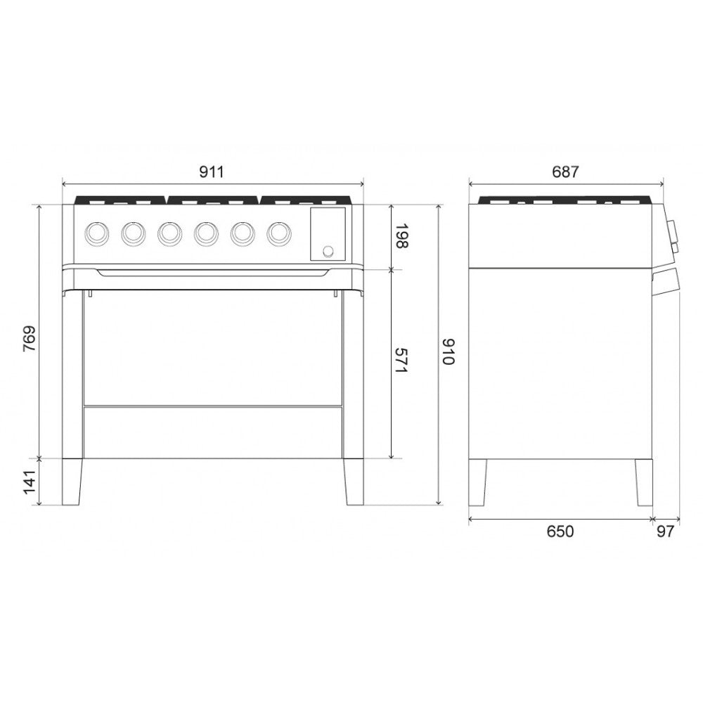 Cucina Libera Installazione - ILVE PM90 - PANORAMAGIC 90cm INOX
